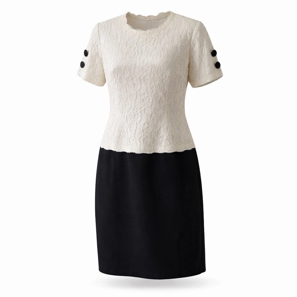 Bill Blass | Evening Lace Vintage Dress Womens Size 10 Black White